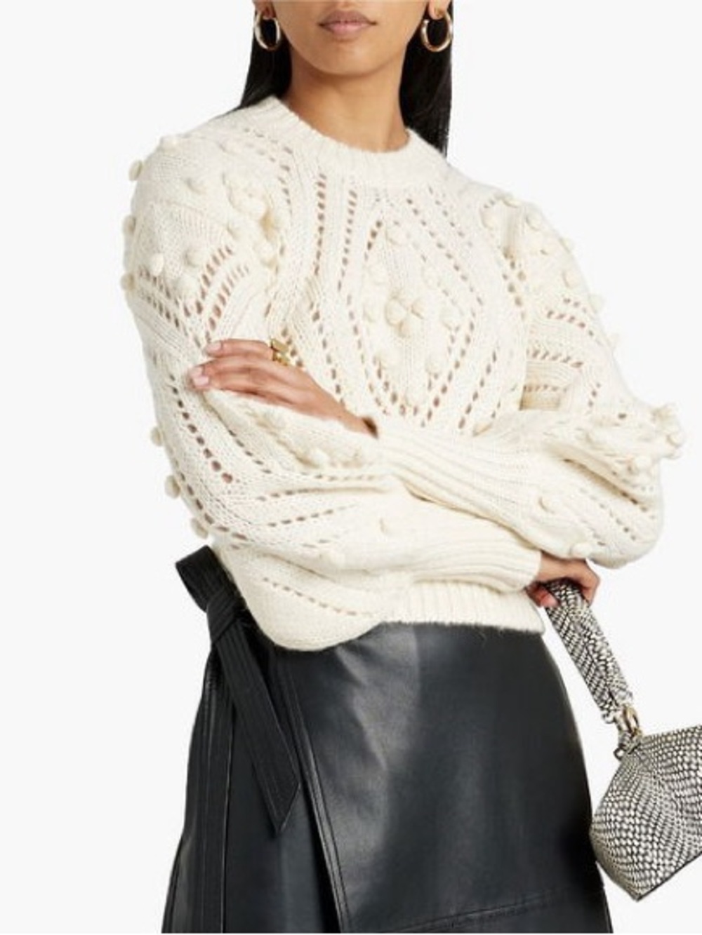 Zimmermann Ivory Chunky Knit Pom-Pom Sweater